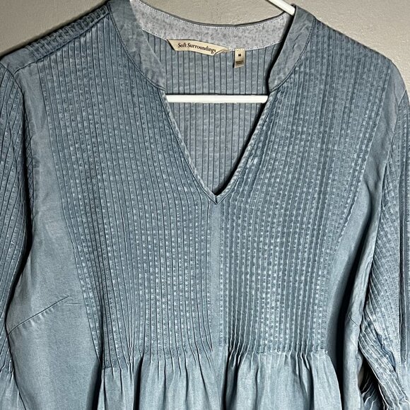 Soft Surroundings ADELAIDE BLOUSE in Light Denim Size M - Picture 1 of 5
